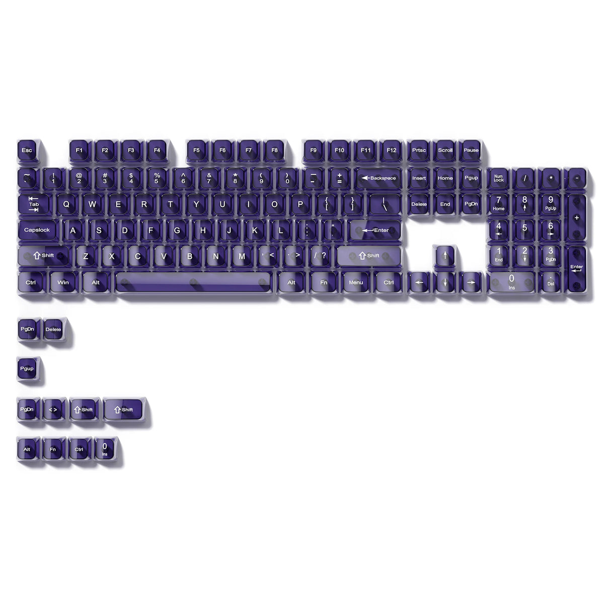 115 Keys Grey Fog Transparent Clear Keycaps Crystal PC Keycap RGB Shine Through Key Cap MDA Profile for MX Switch Keyboard