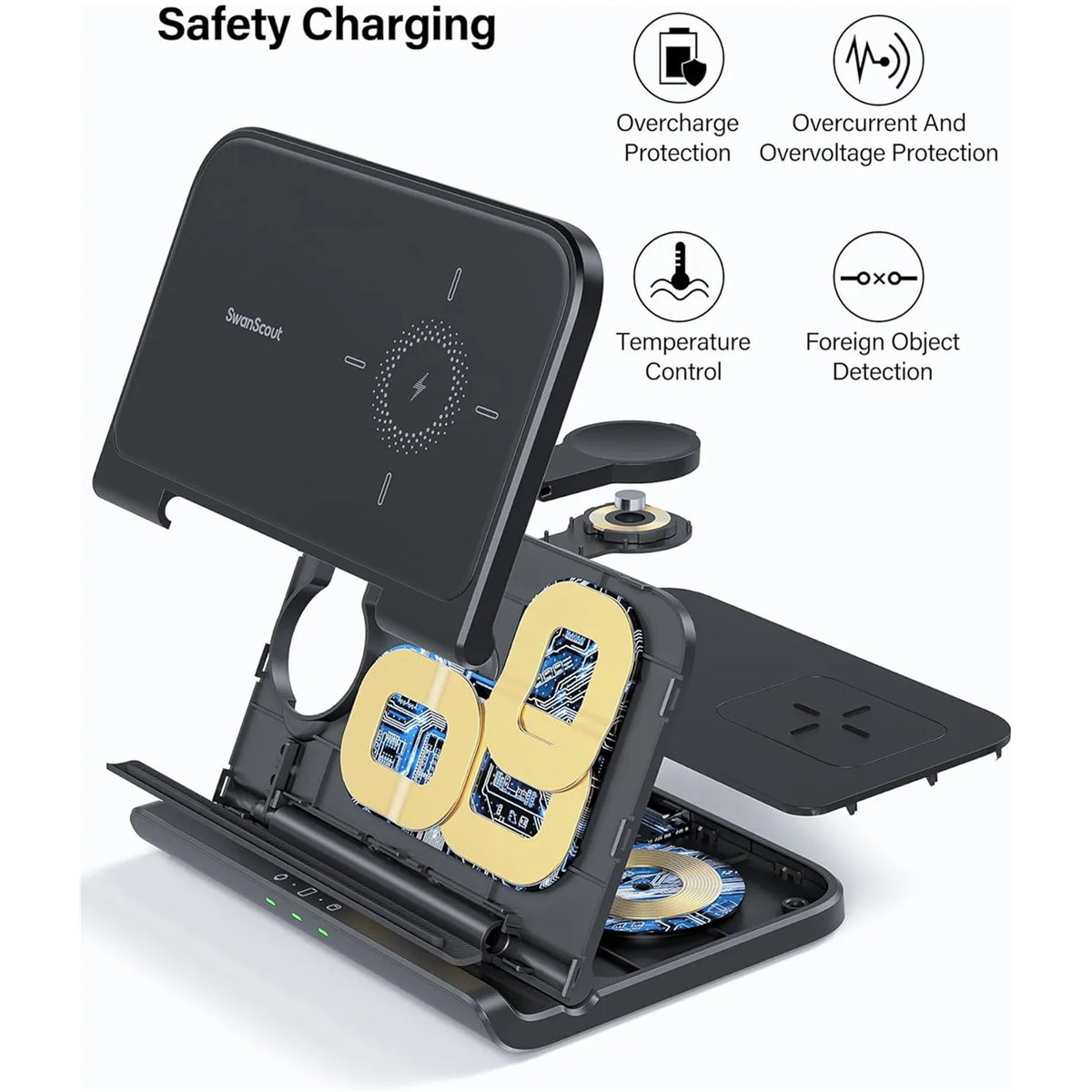SwanScout 705S Wireless Charger for Samsung Galaxy Z Fold 7 6 5 Z Flip 7 6 Charging Station for Galaxy Watch Ultra 8 Classic 7