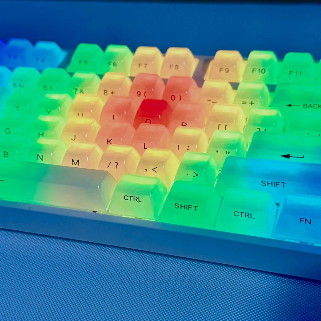 Foggy Transparent Crystal PC Keycaps OEM Profile Creamy White Side Print RGB Backlit Keycaps 115 Keys for MX Switches Keyboard