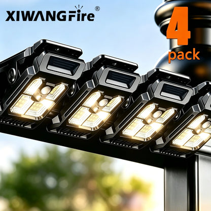 1-4PCs Solar Clamp on Sensor Motion Lights Outdoor Waterproof Work Light 3 Lighting Mode Camping Lamp Fence Wall Garage Led Lamp