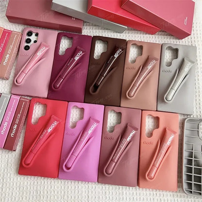 Makeup Brand Lemontini Dopamine Lip Gloss Case for Samsung Galaxy A56 A55 A54 A36 A35 A32 A25 A24 Lipstick Holder Phone Cover