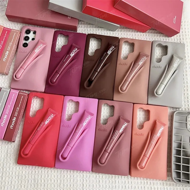Makeup Brand Lemontini Dopamine Lip Gloss Case for Samsung Galaxy A56 A55 A54 A36 A35 A32 A25 A24 Lipstick Holder Phone Cover