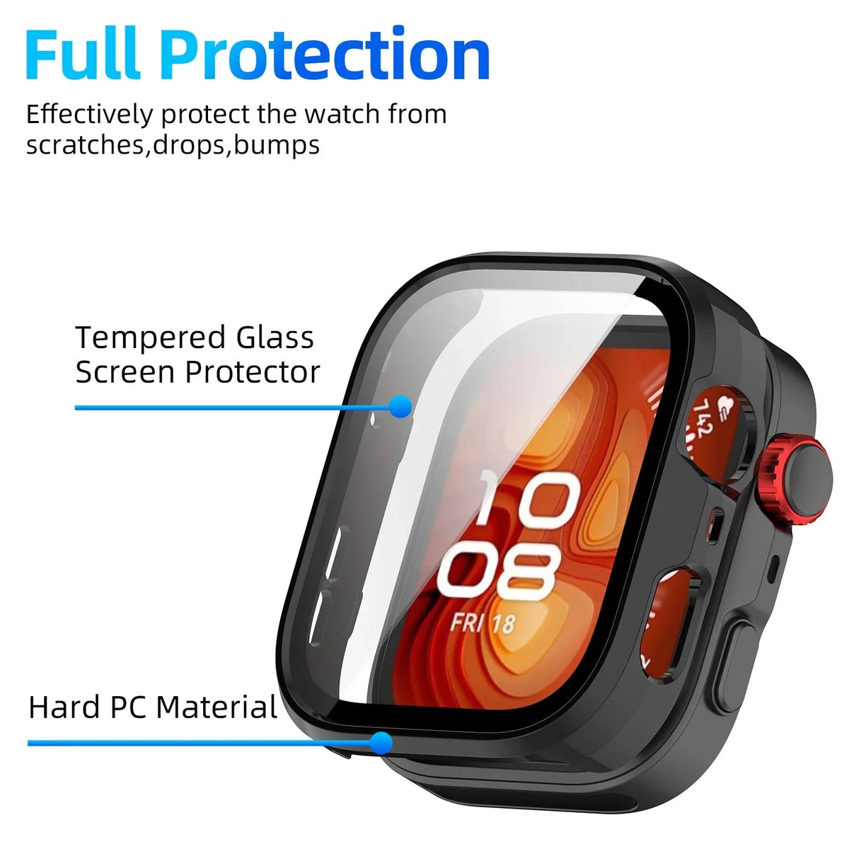 Glass+Case for Huawei Watch Fit 4/4 Pro Tempered Glass Screen Protector & Hard PC Protective Bumper for Huawei Fit4 Accessories