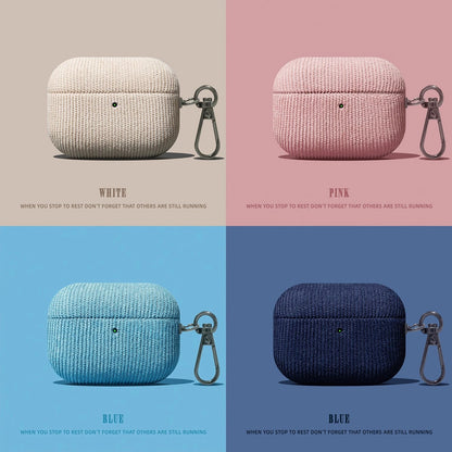 Matte Corduroy Fabric Hook Earphone Case For Apple Airpods 1 2 3 4 Pro 3 2 Wireless Bluetooth Earphone Anti Scratch Cover  ﻿