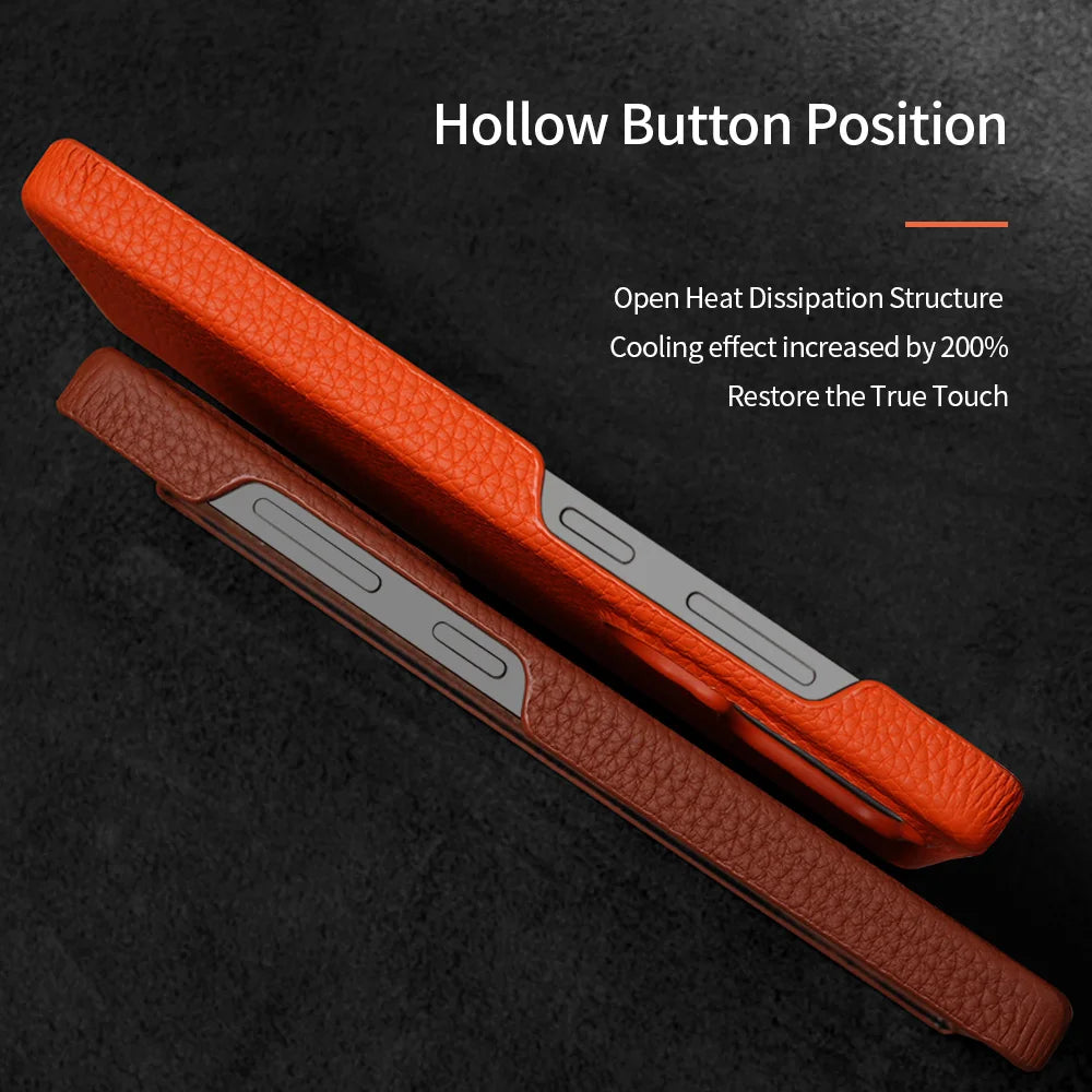for Magsafe Case for Samsung Galaxy S26 S25 Ultra S24 Plus Natural Cowhide Lychee Leather Magnetic Protector Luxury Phone Cover