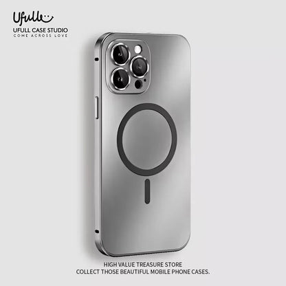 Aluminum Metal Frame Magnetic Case For iPhone 13 12 14 15 16 17 18 Pro Max For Magsafe Wireless Charging Lens Film PC Back Panel