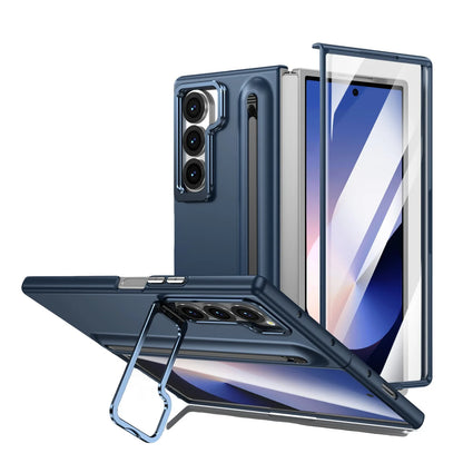 Metal Lens Holder Phone Cover For Samsung Galaxy Z Fold 7 6 5 Z Fold7 Fold6 Case With Screen Glass S Pen Slot Shockproof Cases