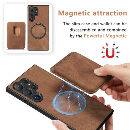 Luxury Leather Detachable Magnetic Card Slot Wallet Case For Samsung Galaxy S25 S24 S23 S22 S21 Ultra + Plus FE Shockproof Cover