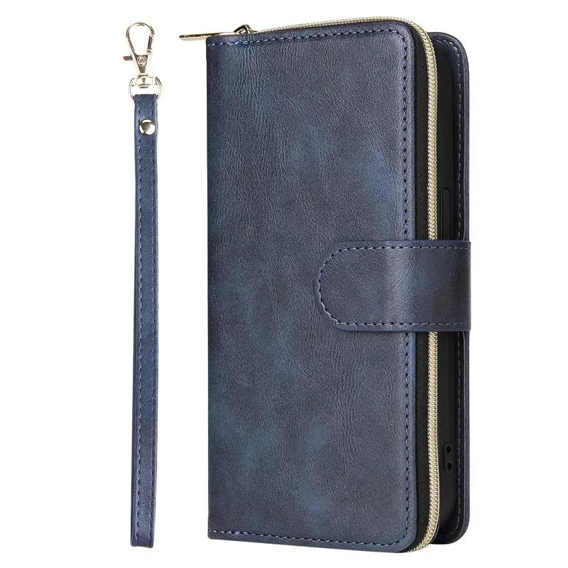 For Samsung S25 S24 S23 S22 S21 S20 FE 5G Zipper Wallet Leather Case For Samsung Galaxy S26 Ultra Note 20 10 Lite S9 Plus Etui