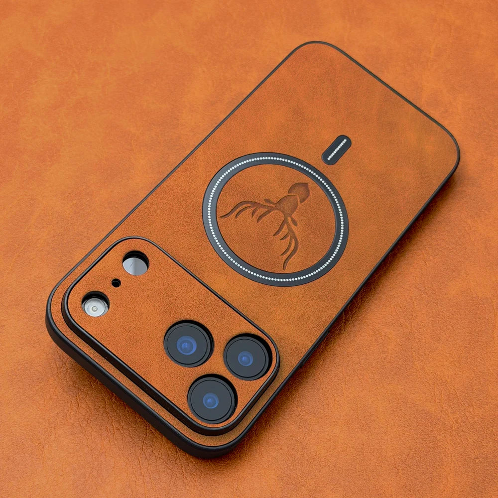 Luxury Pu Leather Deer Head Pattern Case For iPhone 17 16 15 14 13 12 11 Pro Max Plus 17E 16E For Magsafe Wireless Charge Covers