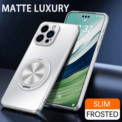 For iPhone 17 Air 16 16E 15 14 13 12 11 Pro Max Plus Mini Hard Case Matte Kickstand Ring Magnetic Back Cover Phone Shell Fundas