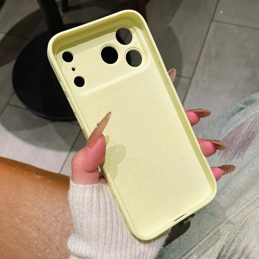 Q1 Color Blocking Color Liquid Silicone for MagSafe Case for Iphone 18 17 16 15 14 Pro Max Water Ripple Wireless Charging Cover