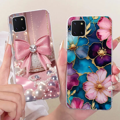 For Samsung Galaxy Note 10 Lite Case SM-N770F Luxury Flowers Painted Cover Soft Silicone Case For Samsung S10 Lite SM-G770F Bags