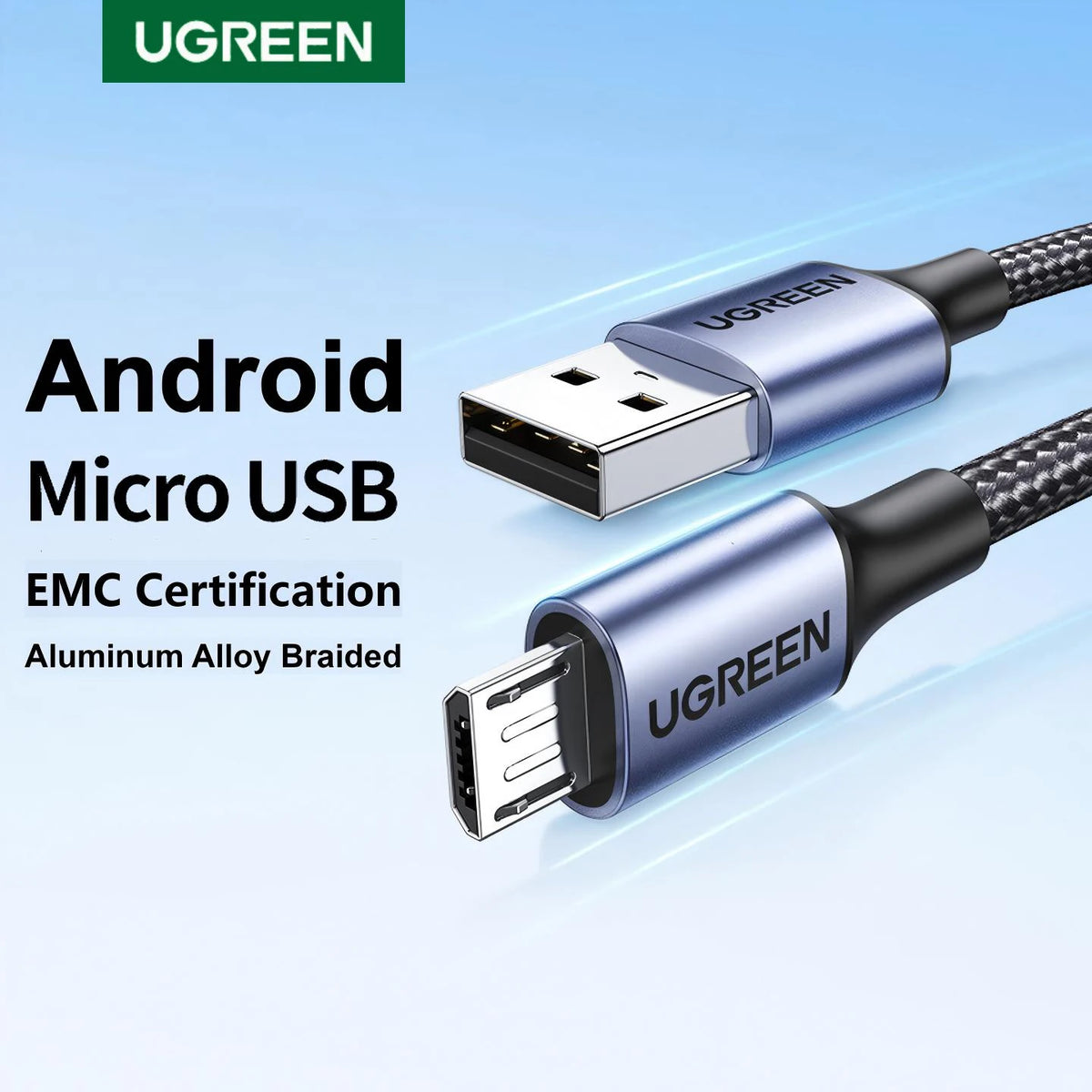 UGREEN USB-A To Micro USB Cable 2A Charger Fast Charging Data Braided Wire Android Mobile Phone Cable 25cm 50cm 1m 2m Short Long
