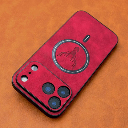 Luxury Pu Leather Deer Head Pattern Case For iPhone 17 16 15 14 13 12 11 Pro Max Plus 17E 16E For Magsafe Wireless Charge Covers