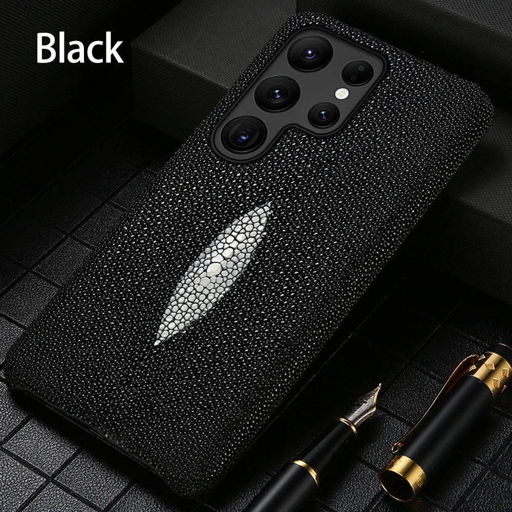 Genuine Stingray Leather Phone Case for Samsung Galaxy S 26 S26 Ultra S24 S23 S25 Plus S22 S21 A57 A56 A55 5G Luxury Back Cover