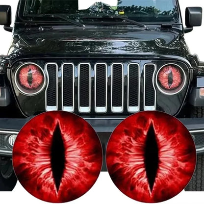 2PCS Beast Eyes Headlight Decals For Wrangler Animal Eye Jeep Car Light Stickers Car Body Styling Decoration Accessories 20*20CM