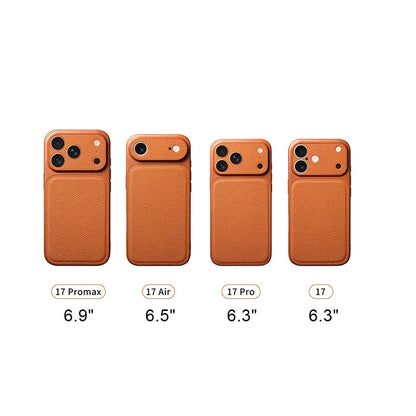 Solid Color Lychee Grain Leather Phone Case, Anti-Scratch & Shockproof Protective Cover for iPhone 17 Pro Max  16 15 14 13 Air