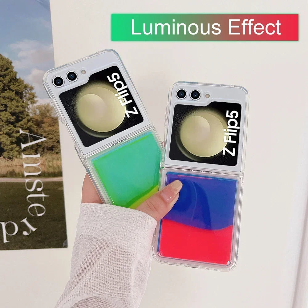 for Samsung Z Flip 8 Quicksand Love Heart Case For Samsung Galaxy Z Flip 7 6 5 4 3 Z flip 8 Glitter Fluorescence Luminous Cover
