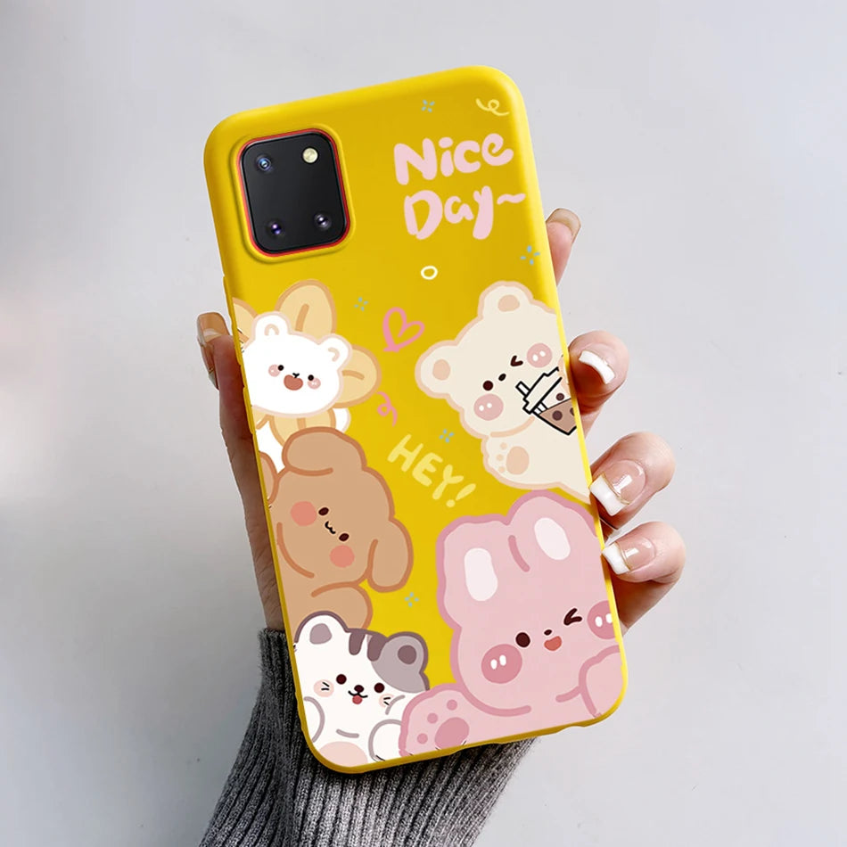 For Samsung Galaxy Note10 Lite Case SM-N770F 6.7'' Cute Bear Cartoon Cat Cover Soft TPU Phone Case For Samsung Note 10 Lite Bags