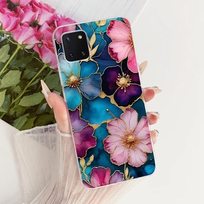 For Samsung Galaxy Note 10 Lite Case SM-N770F Luxury Flowers Painted Cover Soft Silicone Case For Samsung S10 Lite SM-G770F Bags