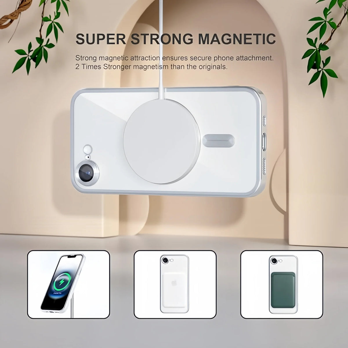 Magnetic for iPhone 17e/16e Case With Privacy Screen Protector Cover,[Non-Yellowing] Plating Glossy Soft Shockproof Clear Case