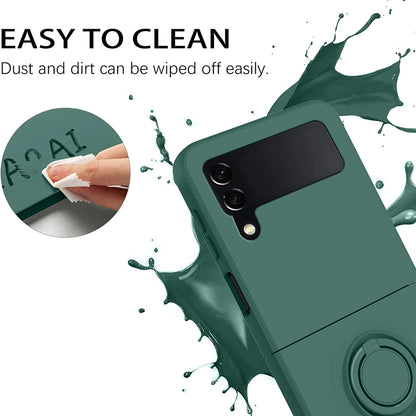 Luxury Liquid Silicone Ring Holder Magnetic Bracket Phone Case For Samsung Galaxy Z Flip 3 4 5 6 7 8 Flip8 Flip7 5G Back Cover