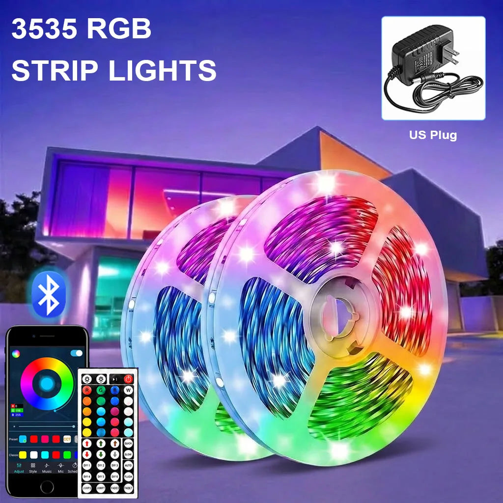 30M/98.42FT LED Strip Lights, RGB Color Changing LED Light Strips Kit with 44 Keys IR Remote, Bluetooth App Control LED Lights for Bedroom, Kitchen, Living Room TV Back Light, Home Ambient Decoration (US Plug)