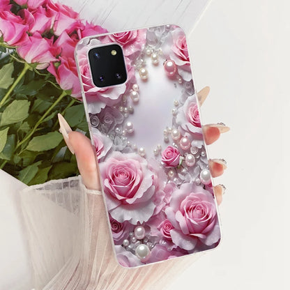For Samsung Galaxy Note 10 Lite Case SM-N770F Luxury Flowers Painted Cover Soft Silicone Case For Samsung S10 Lite SM-G770F Bags
