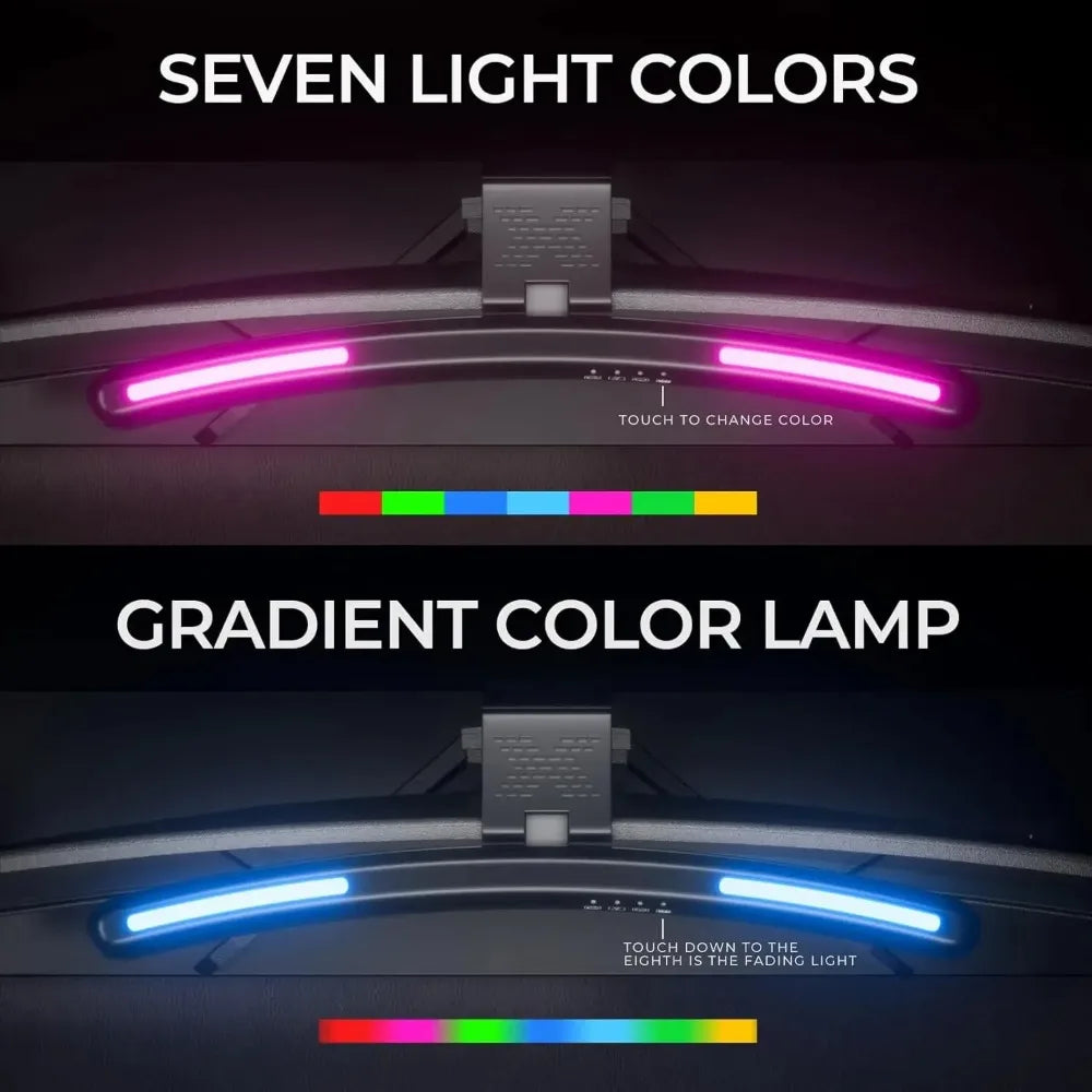 Monitor Light Bar Curved, RGB Backlight, Computer Screen Lamp Dual Light Source with Touch Control Home Office Gaming Desk Lamp