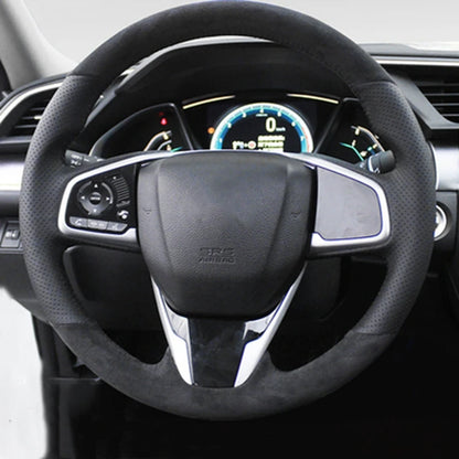 Car Steering Wheel Cover Non-slip Carbon Fiber Suede Braid For Honda Civic 10 2016-2021 CR-V CRV 2017-2021 Clarity 2018-2021