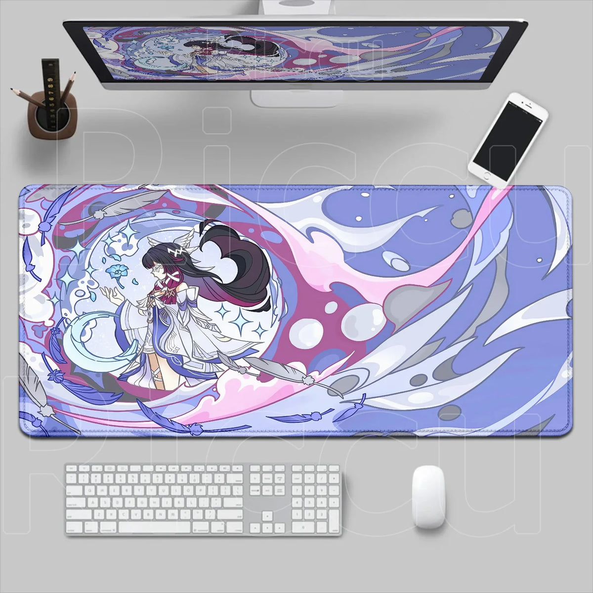 Kawaii Genshin Impact Columbina Mouse Pad Gaming Locking Animal Edge Big Computer Game Large Rubber Art Mousepad Laptop Desk Mat