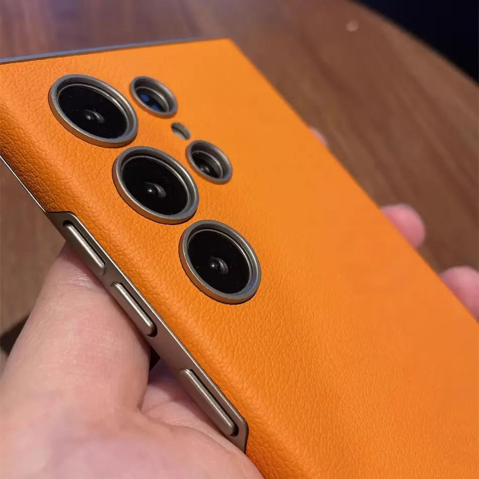For Samsung Galaxy S25 S24 S23 Ultra 24ultra Leather Curved Case Luxury Business Ultra Thin All Inclusive Shockproof Pc Cover