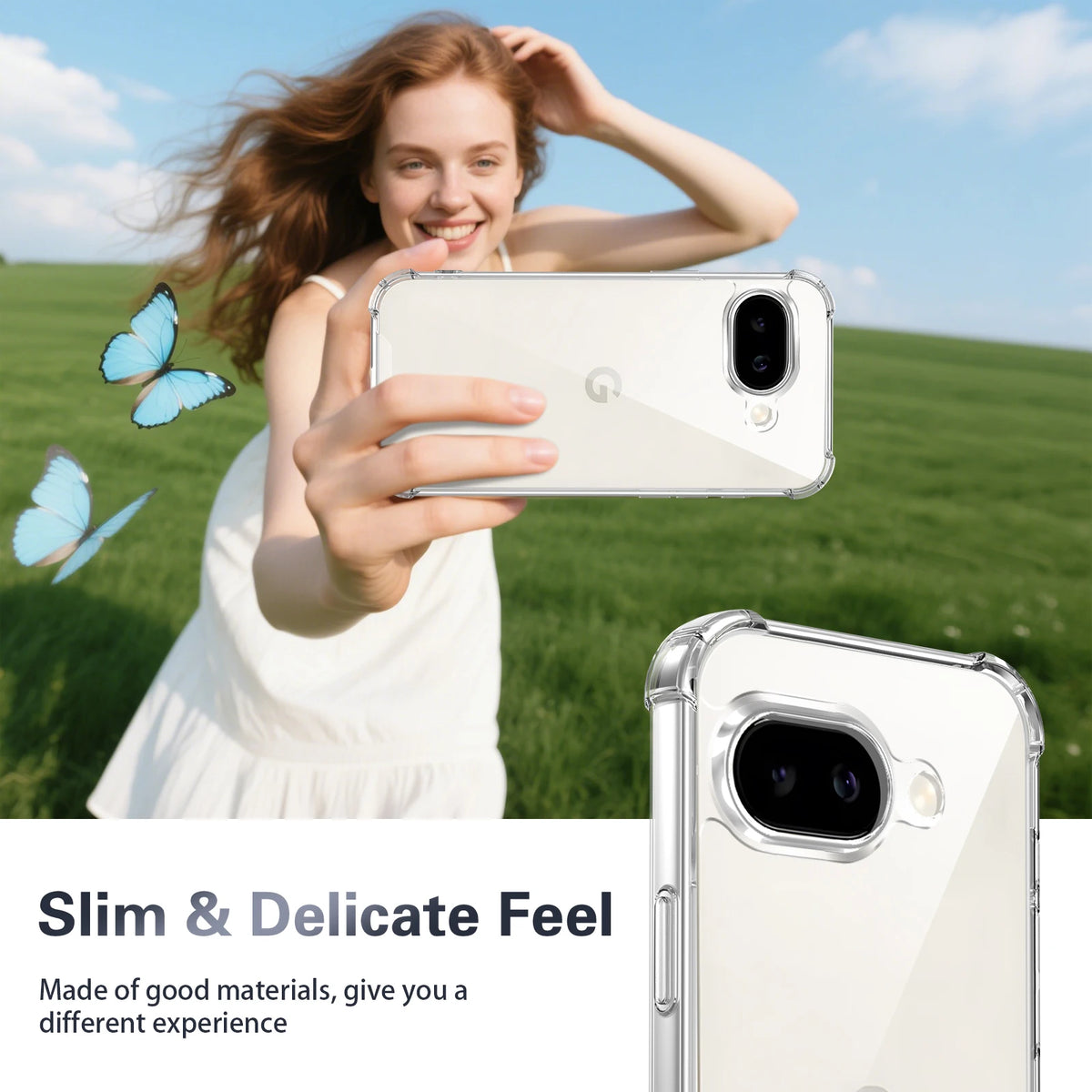For Google Pixel 9A Case Shockproof Silicone Bumper Air Cushion Clear Matte Back Cover Hard Phone Case for Google Pixel 9A 5G