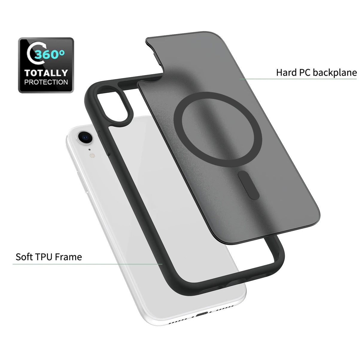 For iPhone XR 6.1 Inch Matte Magnetic Case, Compatible with MagSafe Drop Protection Slim Translucent Cover For iPhone 11