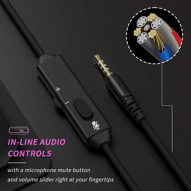 BINNUNE BG02 Wired Gaming Headphones with Mic for PS 4|5 Xbox1 Gaming Headset with Mic for PS4 PS5 Xbox Series X|S Xbox 1 PC NS