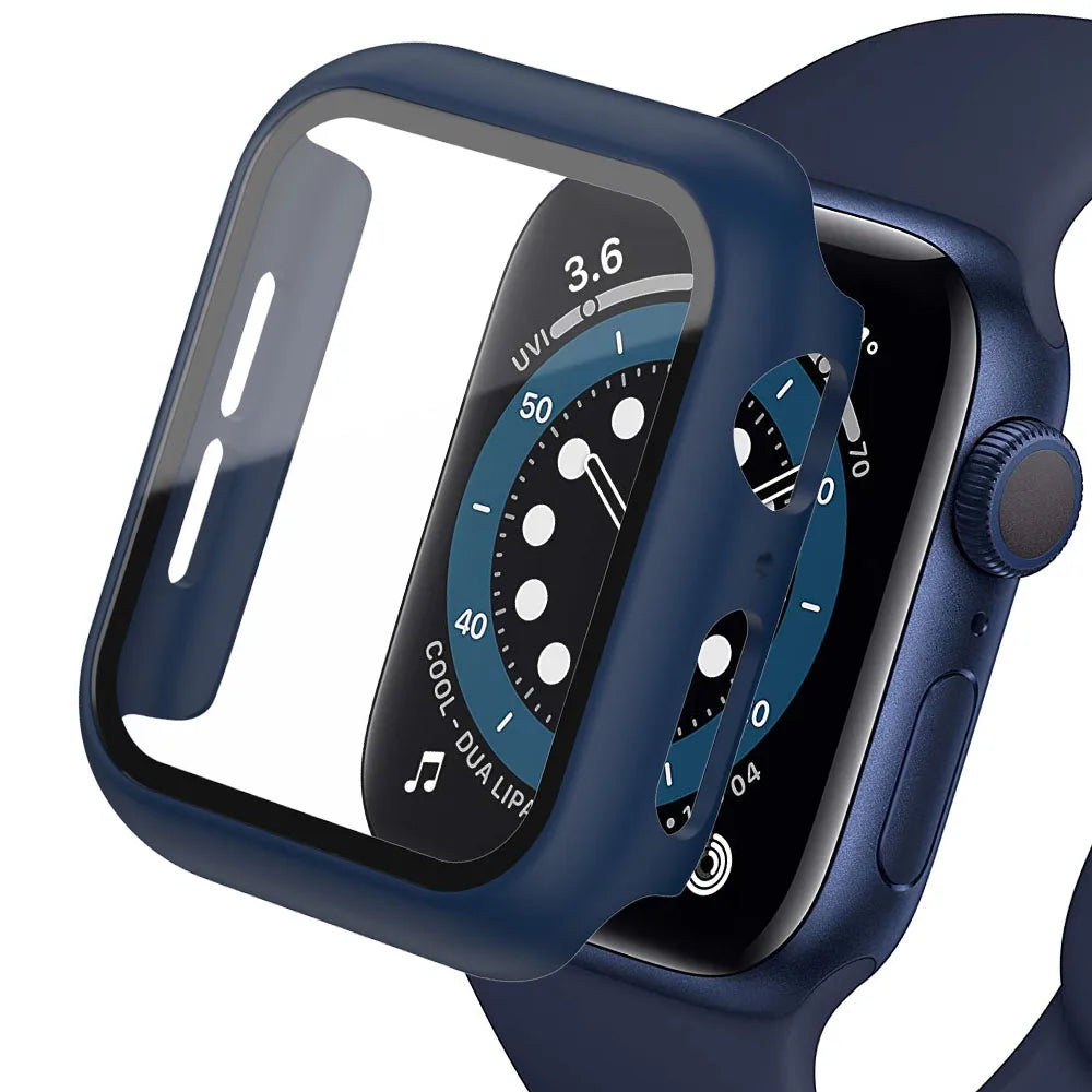Glass+Matte Watch Cover for Apple Watch Case 45mm 41mm 44mm 40mm 42mm 38mm Bumper+Screen Protector for Iwatch SE 8 7 6 5 4 3 2 1