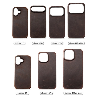 for Magsafe Case for iPhone 15 16 17 Pro Max Air Retro Luxury Full Grain Cowhide Genuine Oiled PULL-UP Leather Magnetic Cover