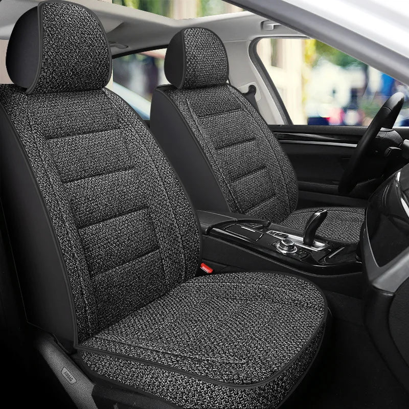 Four Season Universal Car Seat Cover Linen Fabric Front Single Seat Cushion Auto Suv Truck Van All-inclusive Protector Cover