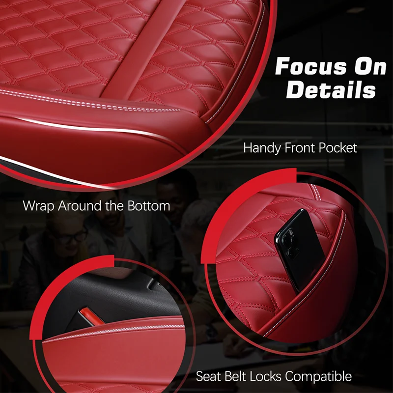 1PCS Nappa Leather Car Seat Cover Waterproof Wrap Around Bottom Seat Cushion Durable Car Seat Protector Universal Auto Seat Pad