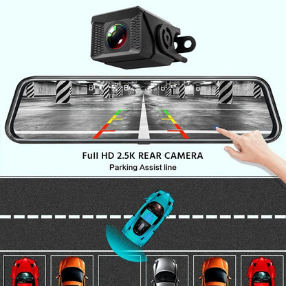 E-ACE 4K Dashcam 9.66'' Mirror Dash Car Camera 2.5K Rear Camera Support WIFI GPS ADAS Touch Screen Video Recorder Black Box ﻿