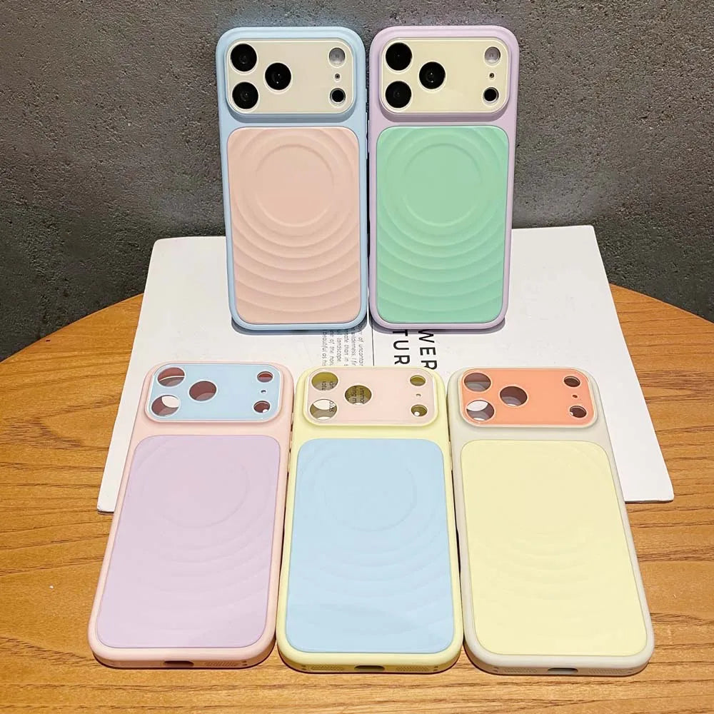 Q1 Color Blocking Color Liquid Silicone for MagSafe Case for Iphone 18 17 16 15 14 Pro Max Water Ripple Wireless Charging Cover