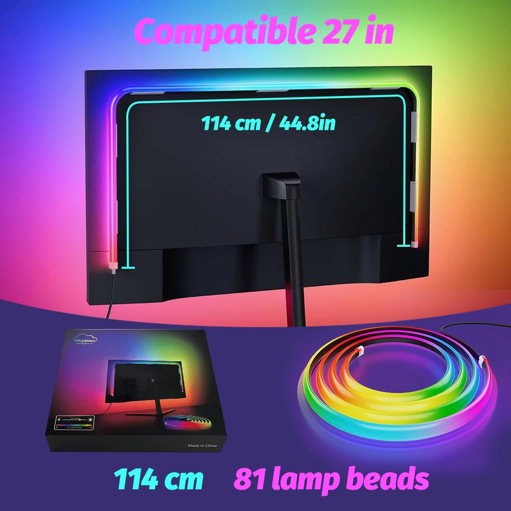 RGB Computer Monitor Screen SYNC Light Strip Backlights Light Bar Sync with Screen Color/Music Double USB Desk Gaming