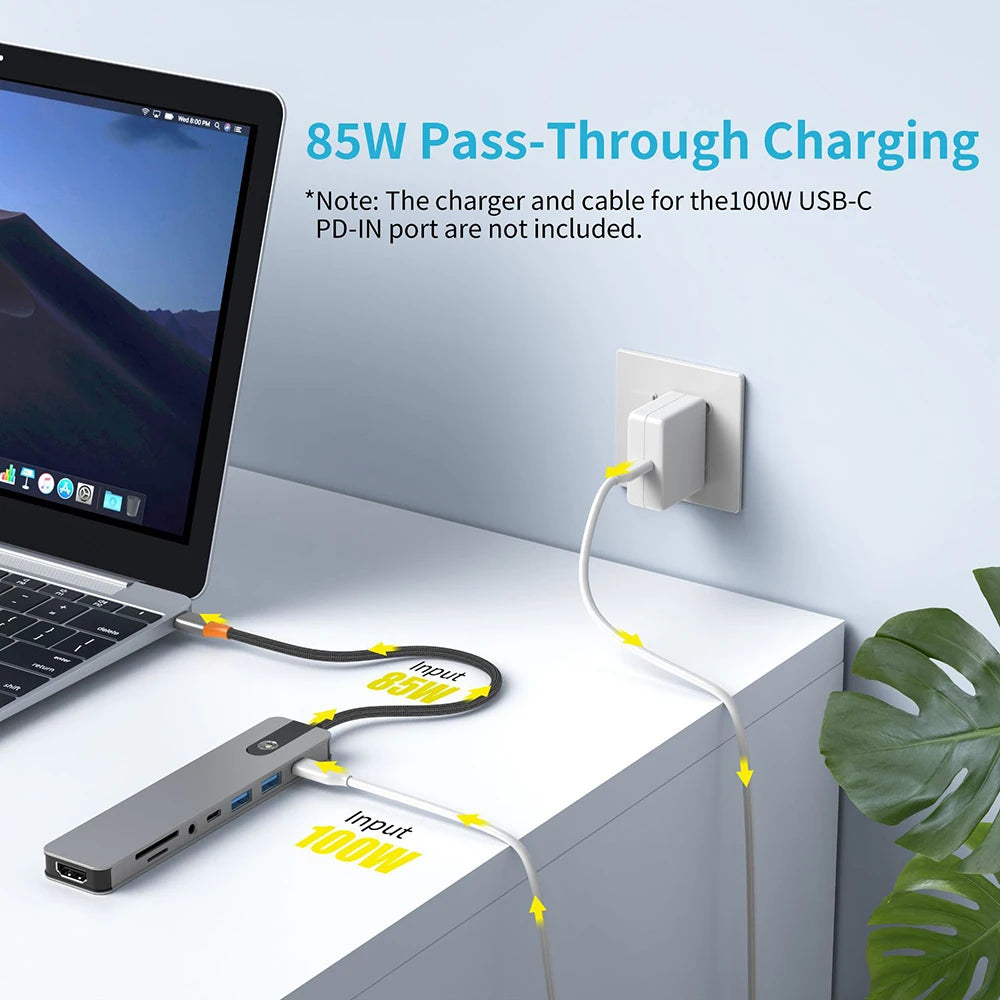 5/8 in 1 USB C to HDMI-Compatible 4K 60Hz Adapter Type C Splitter USB3.0/3.1 HUB Docking Station PD SD TF 3.5mm for Laptop iPad