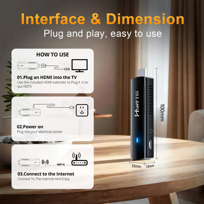 HS89 T15 RK3539 Android 14.0 TV Stick YouTube Certification 4K HDR10 BT Voice Assistant Remote Wifi6 BT5.4 Smart TV Box