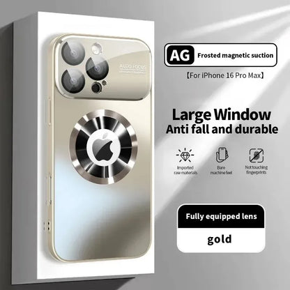 New Titanium Metallic Luxury Matte Case For iPhone 16 15 14 13 12 17 Pro Max Plus For Magsafe Glass Lens Camera Protection Cover