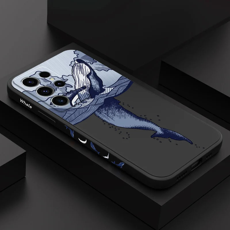 Whale Jumping Phone Case For Samsung Galaxy S25FE  S24 S23 S22 S21 S20 S10 S10E S9 Ultra Plus FE Note 20 Ultra 10 9 Plus Cover