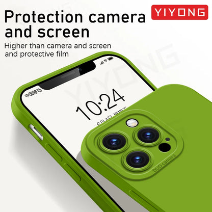 For iPhone16 YIYONG Silky Liquid Silicone Soft Cover For iPhone 16 15 14 12 13 Pro Max iPhone15 Plus iPhone13 Mini SE Phone Case