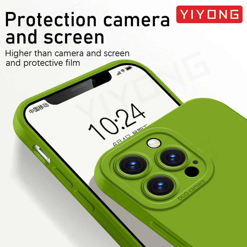 For iPhone16 YIYONG Silky Liquid Silicone Soft Cover For iPhone 16 15 14 12 13 Pro Max iPhone15 Plus iPhone13 Mini SE Phone Case