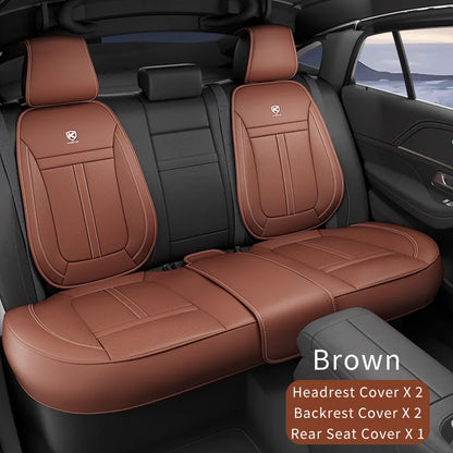 PU Leather Car Seat Cover Full Set 360°Surrounded Bottom Adjustable Back Seat Pad Waterproof Front Seat Cushion Car Accessories